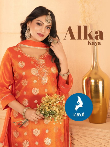 Alka By Kaya Viscose Jacquard Kurti With Bottom Dupatta Exporters In India
